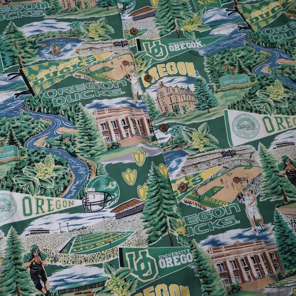 Vintage Reyn Spooner University of Oregon Ducks Collage Hawaiian Shirt - Picture 4 of 9